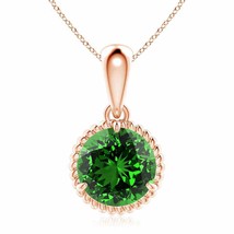 ANGARA Lab-Grown Rope-Framed Claw-Set Emerald Pendant in 14K Gold (9mm,2.5 Ct) - £1,215.79 GBP