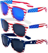 3 Pairs American Flag Sunglasses, 4th of July Decorations Frame Sunglasses - £15.42 GBP