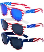 3 Pairs American Flag Sunglasses, 4th of July Decorations Frame Sunglasses - £15.21 GBP