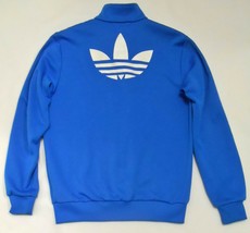 Adidas Women&#39;s Track Jacket Full Zip Blue White Big Trefoil Logo Tagged L - £39.27 GBP