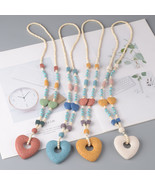 Color Volcanic Rock Accessories Beaded Heart-shaped Hollow Pendant Material - £8.24 GBP