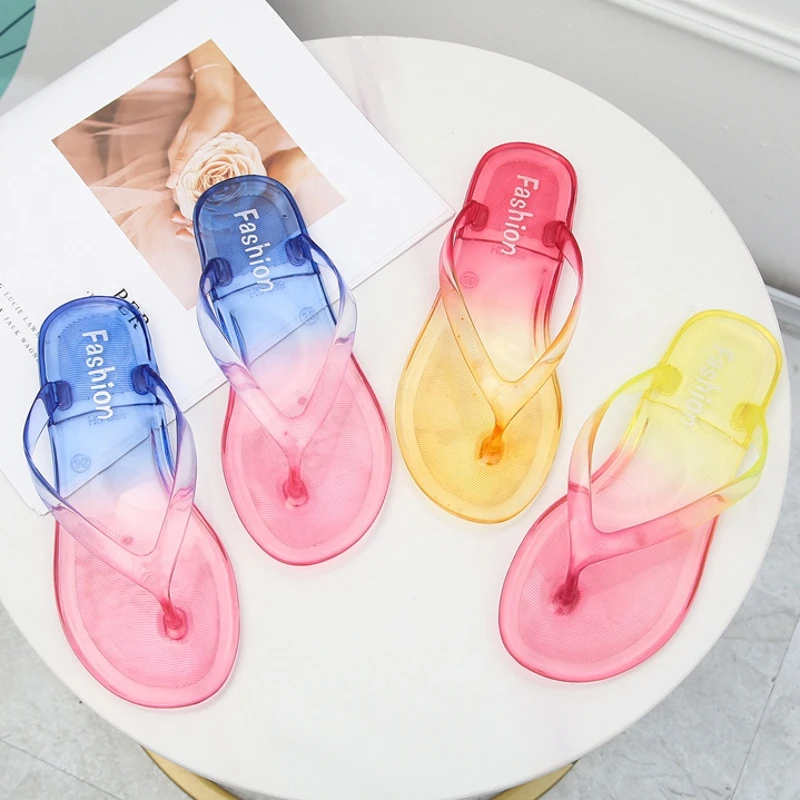 Women Flip Flops Beach Slippers PVC Transparent Clear Crystal Casual Sandals - £11.35 GBP+