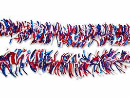 Patriotic Garland Decorations (2 Pack, 9 ft Each) - Tinsel in Metallic R... - $11.69