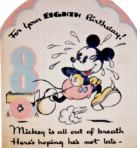 Vintage 1930s Hallmark Mickey Mouse Happy 8th Birthday Greeting Card Disney - $49.40