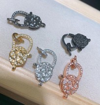 4PCS-top CZ Micro Pave oval Lobster Claw Clasp, Large Skull Pave Clasp/Pendant C - £26.68 GBP