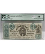 1861 $5 CT-33 Confederate Civil War Minerva Counterfeit Banknote w Ad PC... - $3,161.46