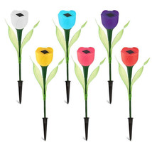 [Pack of 2] 6 Pcs Solar Garden Tulip Flower Light Outdoor Solar Pathway light... - £42.99 GBP