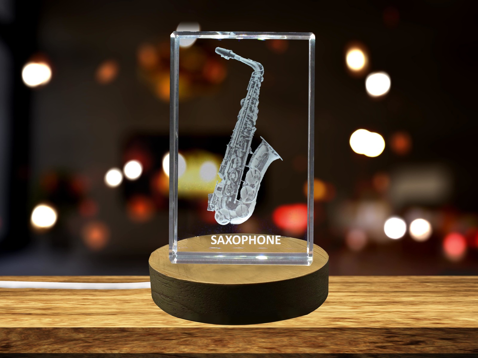 LED Base included | Saxophone 3D Engraved Crystal 3D Engraved Crystal Ke... - $25.99+