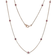 Bezel Set Station Necklace 1Ct Lab-Created Tourmaline in 14k Rose Gold Over 925 - £102.29 GBP