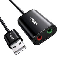 Usb Audio Adapter External Stereo Sound Card With 3.5Mm Headphone And Mic - $14.73