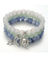 Gemstone Bracelets Set Natural Stone Celestial Beaded Stackable Stocking... - $22.00