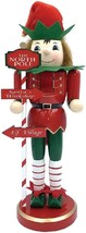 Santa&#39;s Workshop 14&quot; Wooden North Pole Elf Nutcracker Xmas Tabletop Decor 70200 - £38.73 GBP