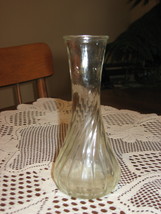 Hoosier Glass-Clear-Bud Vase- Swirl- #4064- 6&quot; - USA - £6.39 GBP