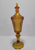 Amber Diamond Point Apothecary Jar/ Candy Dish/Canister/Urn 15.5&quot; Tall - $39.55