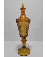 Amber Diamond Point Apothecary Jar/ Candy Dish/Canister/Urn 15.5&quot; Tall - €33,61 EUR
