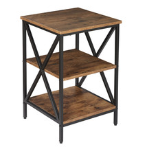 Side End Table Nightstand With Storage Shelf For Living Room Bedroom Brown - £54.34 GBP