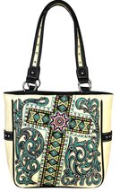 MW546-8559 Montana West Colorful Embroidered Cross Spiritual Tote Bag Shoulder H - £38.40 GBP