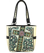 MW546-8559 Montana West Colorful Embroidered Cross Spiritual Tote Bag Sh... - £37.77 GBP