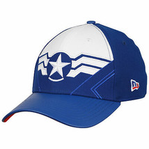 All New Captain America Armor 39Thirty Flex Fitted New Era Hat Blue - £38.35 GBP