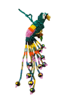 Beaded Parrot Ornament Teal Body Faceted Beads Suncatcher Parakeet Multi... - $10.40