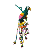 Beaded Parrot Ornament Teal Body Faceted Beads Suncatcher Parakeet Multi... - £8.18 GBP