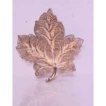 800 Sterling Silver Filigree Goldwadhed Maple Leaf Brooch Sky - £36.89 GBP