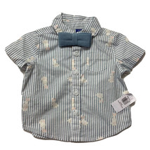 Infant Boy Sz 0-3 Months Easter Dress Shirt Short Sleeve Bow Tie Bunny O... - $10.88