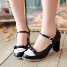 Ring autumn women lolita shoes shallow mouth thick heel platform pumps lady sexy bowtie thumb200