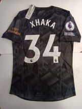 Granit Xhaka #34 Arsenal FC EPL Match Slim Black Away Soccer Jersey 2022-2023 - £86.52 GBP