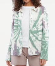 Lacausa Womens Kismet Jacket Organic Cotton Terry Pockets Tie Dye Green ... - $48.19