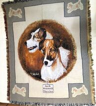 Jack Russell Terrier Tapestry Throw Blanket 48X58 Signed - $30.00