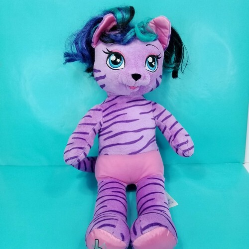 Build A Bear Honey Girls Teegan Purple Tiger Cat 19&quot; BABW HG Plush Music... - $21.77