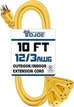 Yojoe 3-Outlet Indoor/Outdoor Extension Cord, 10 Ft Yellow, 12 Gauge,, U... - $42.94