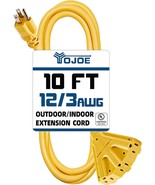 Yojoe 3-Outlet Indoor/Outdoor Extension Cord, 10 Ft Yellow, 12 Gauge,, U... - $29.92