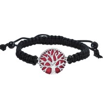 Handmade Tree of Life Red Coral Adjustable Spiritual Bracelet - $31.67