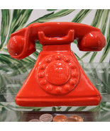 Vintage Nostalgia Red Rotary Telephone 7&quot;L Money Coin Piggy Bank Decor - $478.49 MXN