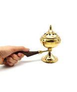 Brass Censer Burner Wood Handle Incense Charcoal Resin Incense Sage Burn... - $43.46 CAD