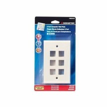 Monster Cable Multi-Media Keystone Wall Plate 6 Port Almond - £27.82 GBP