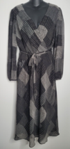 Lauren Ralph Lauren Women Dress Sz 10 Maxi Long Faux Wrap Tie Patchwork ... - $34.99