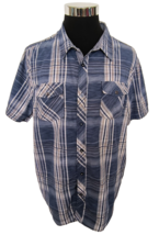 Eighty Eight Platinum Shirt Men&#39;s Size XXL Blue Plaid Short Sleeves Button Front - £13.18 GBP