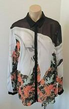 CLOVER CANYON Semi Sheer Multi Color Blouse Button Down Shirt Top -  Large - $65.00
