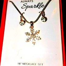 Always sparkle rhinestone earring and snowflake necklace set - £19.67 GBP
