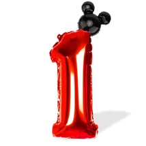 Mouse Number 1 Birthday Balloons, 40Black Red Aluminum Foil Balloons For... - $12.99