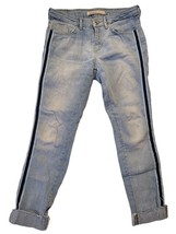 Zara Basic Z1975 Denim Cuffed Straight Blue Jeans Size Stripe Women Size 4 - £19.10 GBP