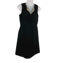 SANDRA DARREN Womens Sz 6 Small Sleeveless Knee Length Dress VNeck Black... - £9.70 GBP