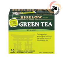 3x Boxes Bigelow Classic Natural Green Tea | 40 Tea Bags Per Box | 1.82oz - £20.31 GBP