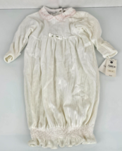 Baby Christian Dior Girl White Pink Pointelle Smocked Embroidered Gown 0-3 NEW - £34.94 GBP