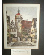 Ernst Geissendorfer German Rothenburg Tauber Ta colored Etching / Print ... - £42.66 GBP