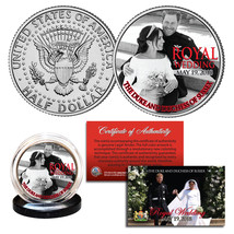 Prince Harry &amp; Meghan Markle Official Palace Royal Wedding Portrait B/W Jfk Coin - £6.76 GBP