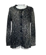 vertigo Paris black white speckled knit button up Cardigan sweater - $34.63